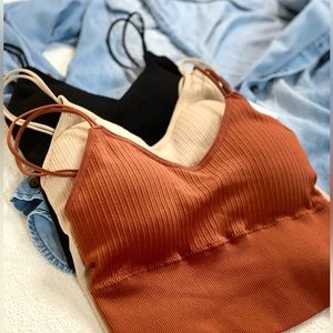 Bralette’s in Black, Cream, Rust. Size OS